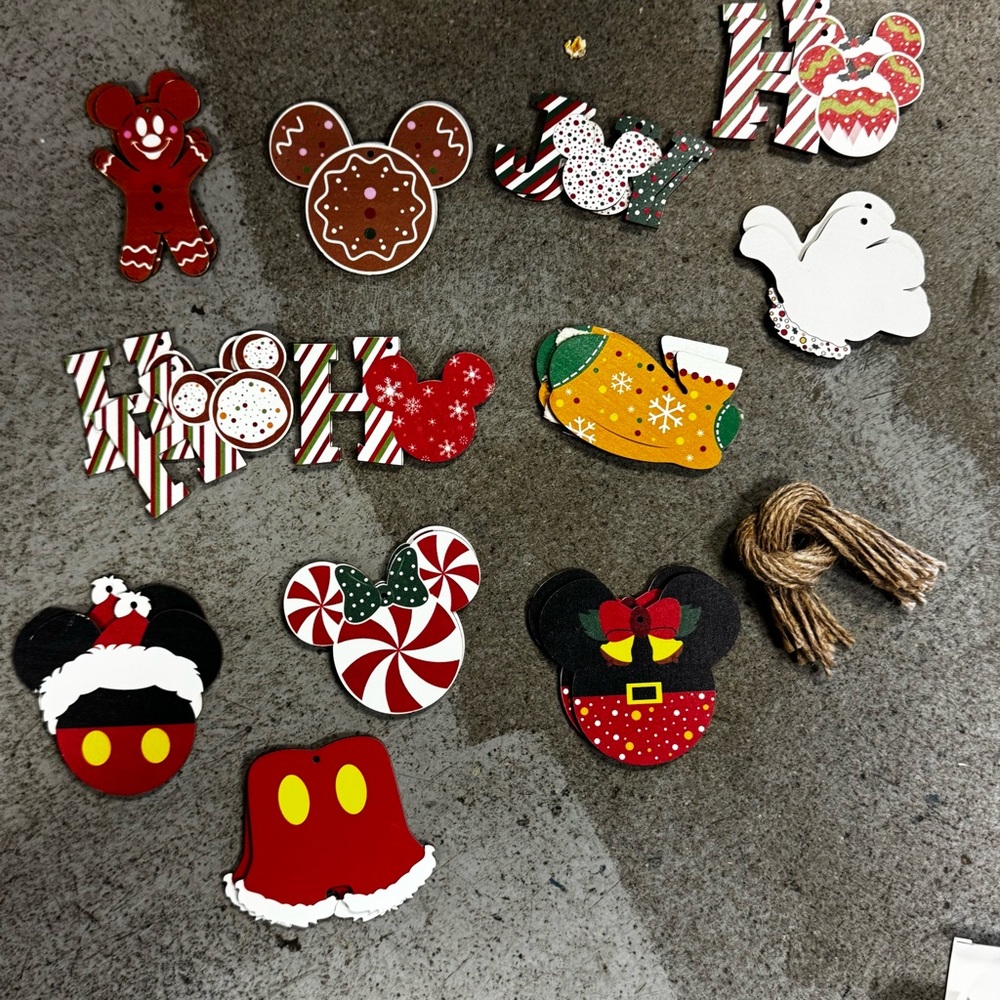 24 Hand Painted Wooden Christmas Ornaments- New